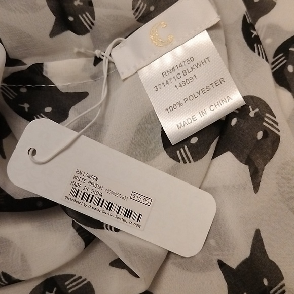 Black and White Cat Print Infinity Scarf - Picture 3 of 3